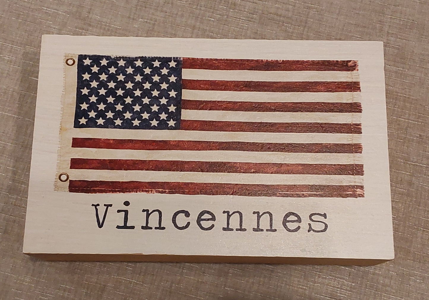 American Vintage Flag Vincennes Wooden Block