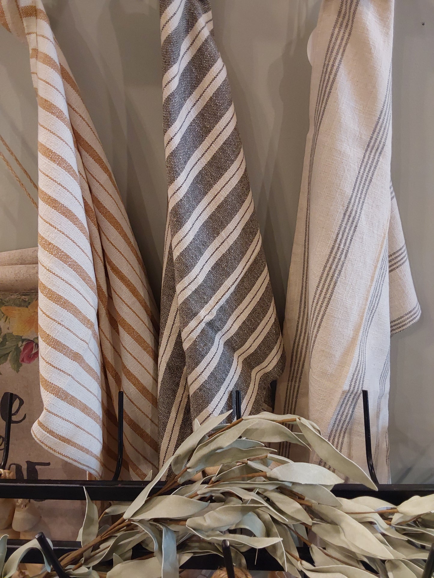 Woven Cotton Slub Tea Towel with Stripes, 3 Styles