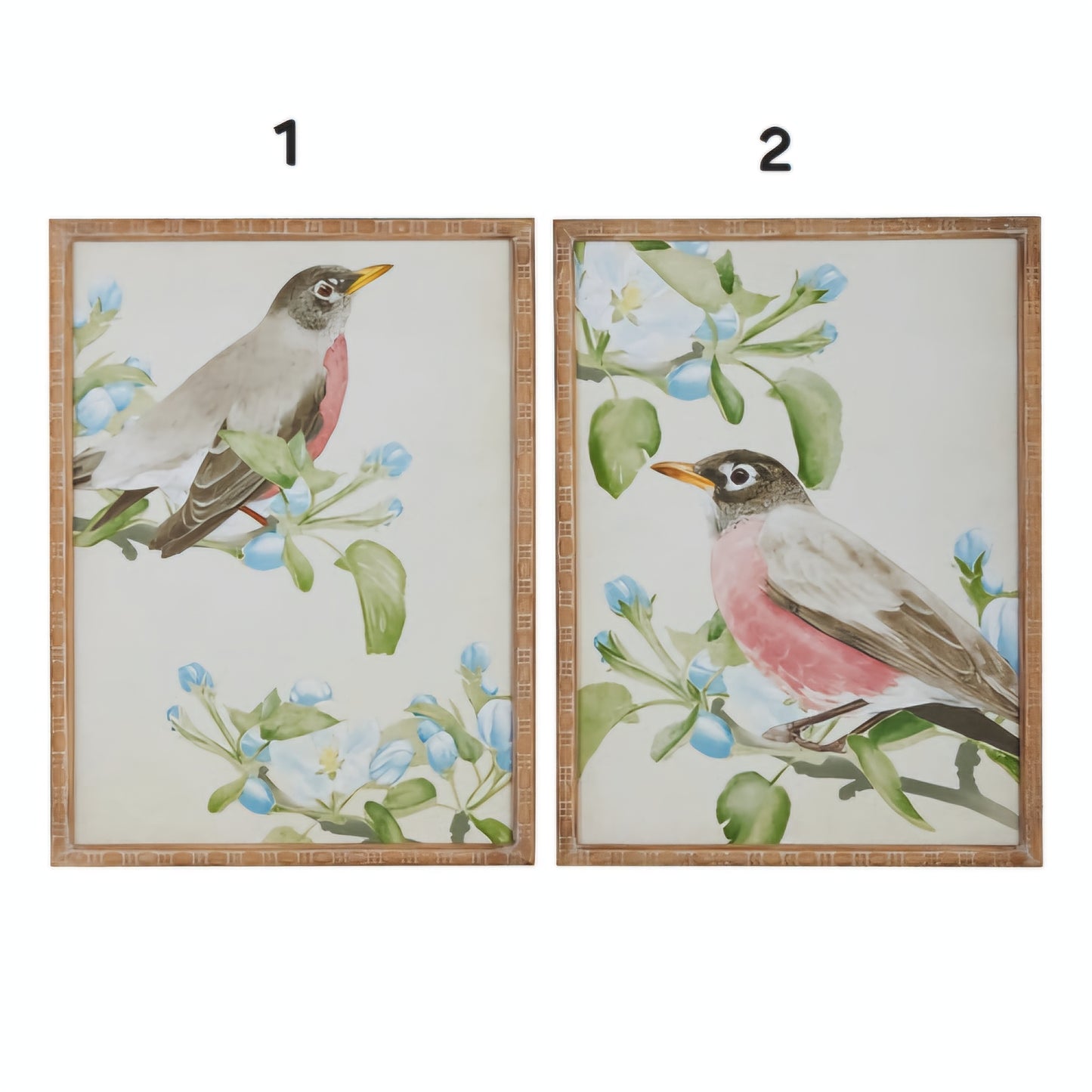 23.5" ROBIN ON APPLE BLOSSOM BRANCH FRAMED WALL ART