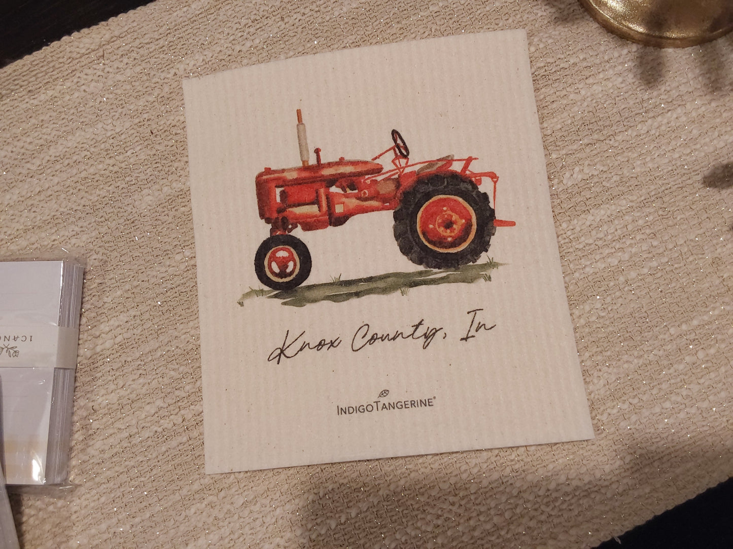 Watercolor Tractor - Knox County Indiana Swedish Dish Cloth