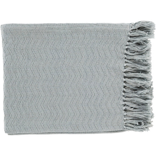 Thelma Pale Blue Fringe Throw Blanket