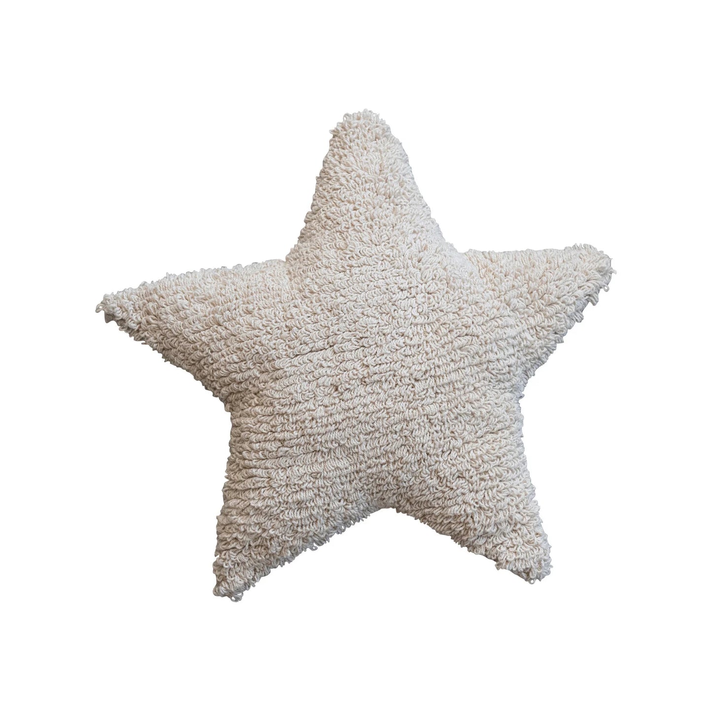 15"L x 15"W Cotton Tufted Star Shaped Pillow, Natural