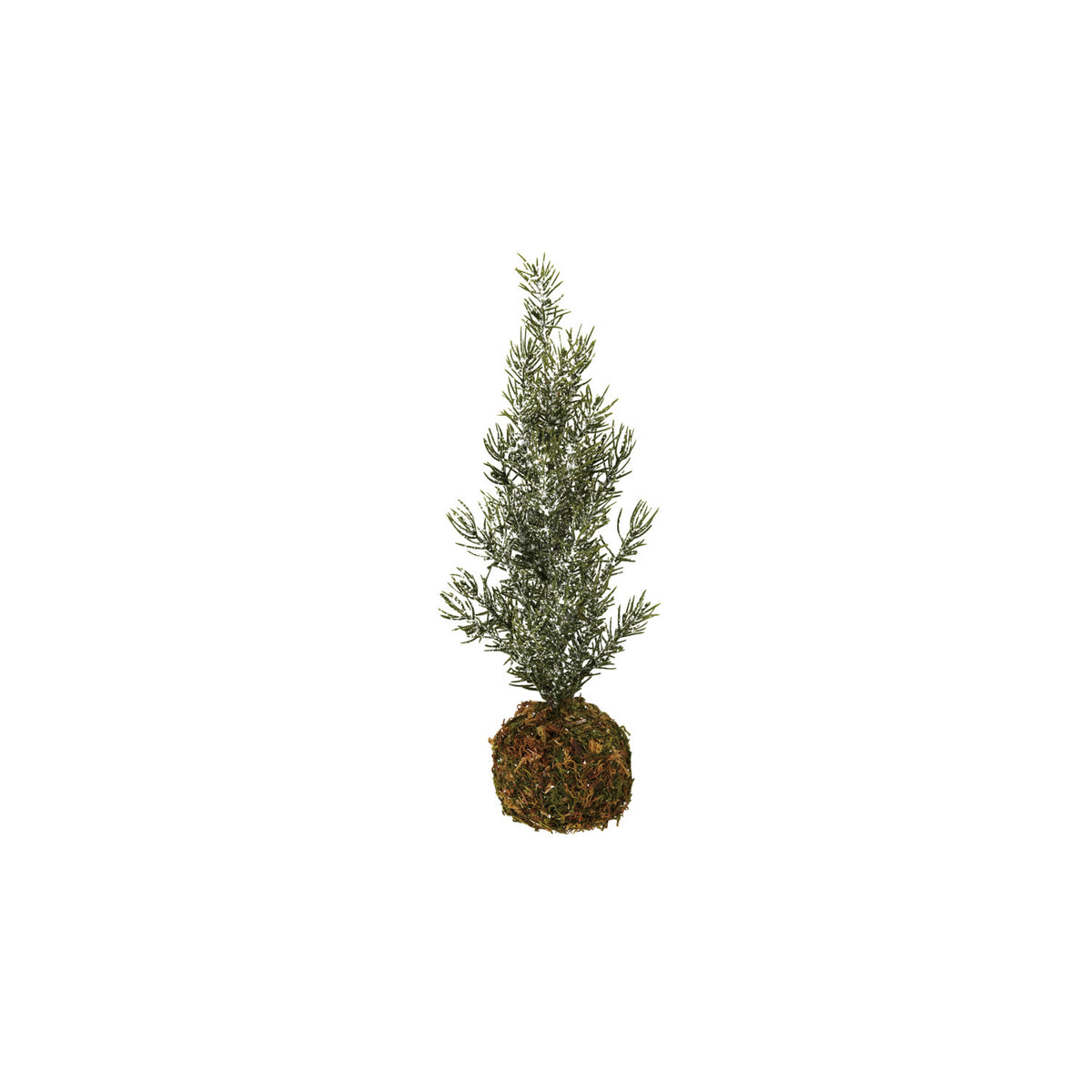 12-1/4"H Faux Fir Tree with Moss Ball Base, Frost Finish