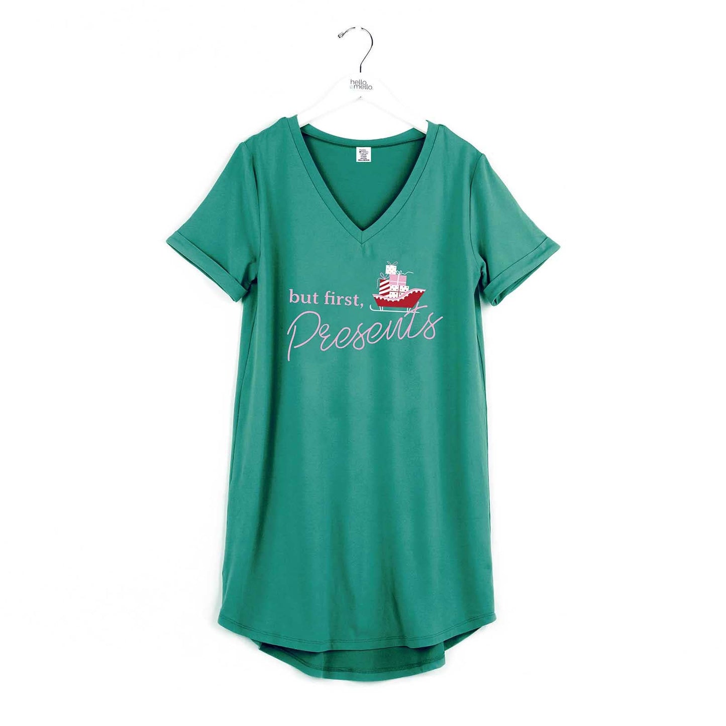 Hello Mello Holiday Sleep Shirts Open Stock: Green / L/XL