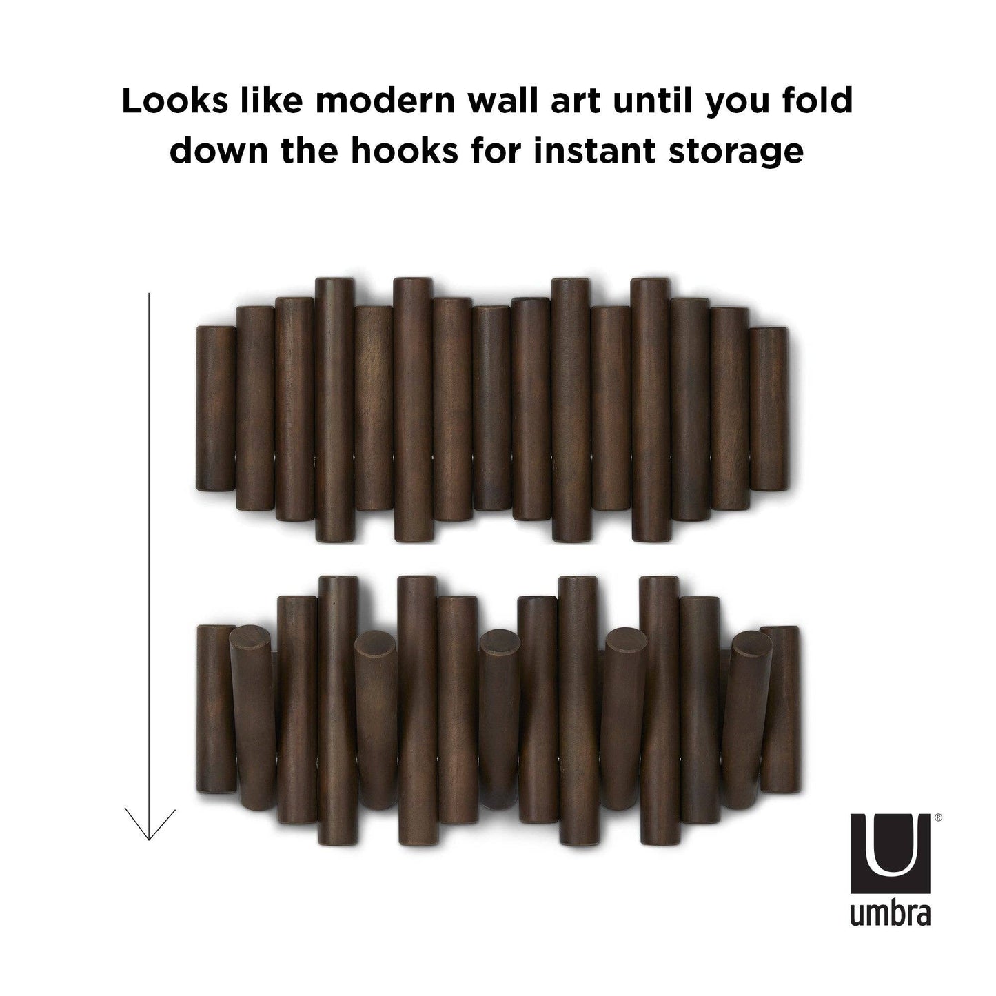 Picket Wall-Mounted Coat Rack Rail Hook: Black