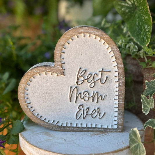 Best Mom Ever Carved Heart