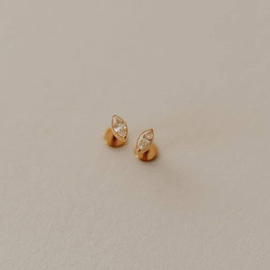 Zoe Marquise Diamond Flat Back Studs