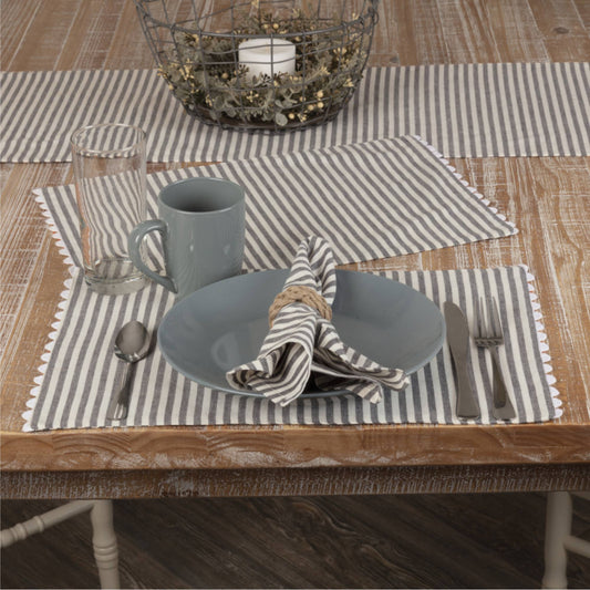 Farmhouse Ticking Gray Placemat 18Lx12W