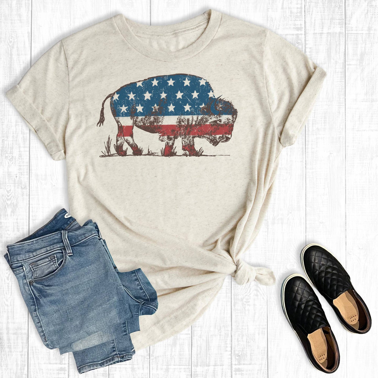 4th Of July American Buffalo Graphic Tee