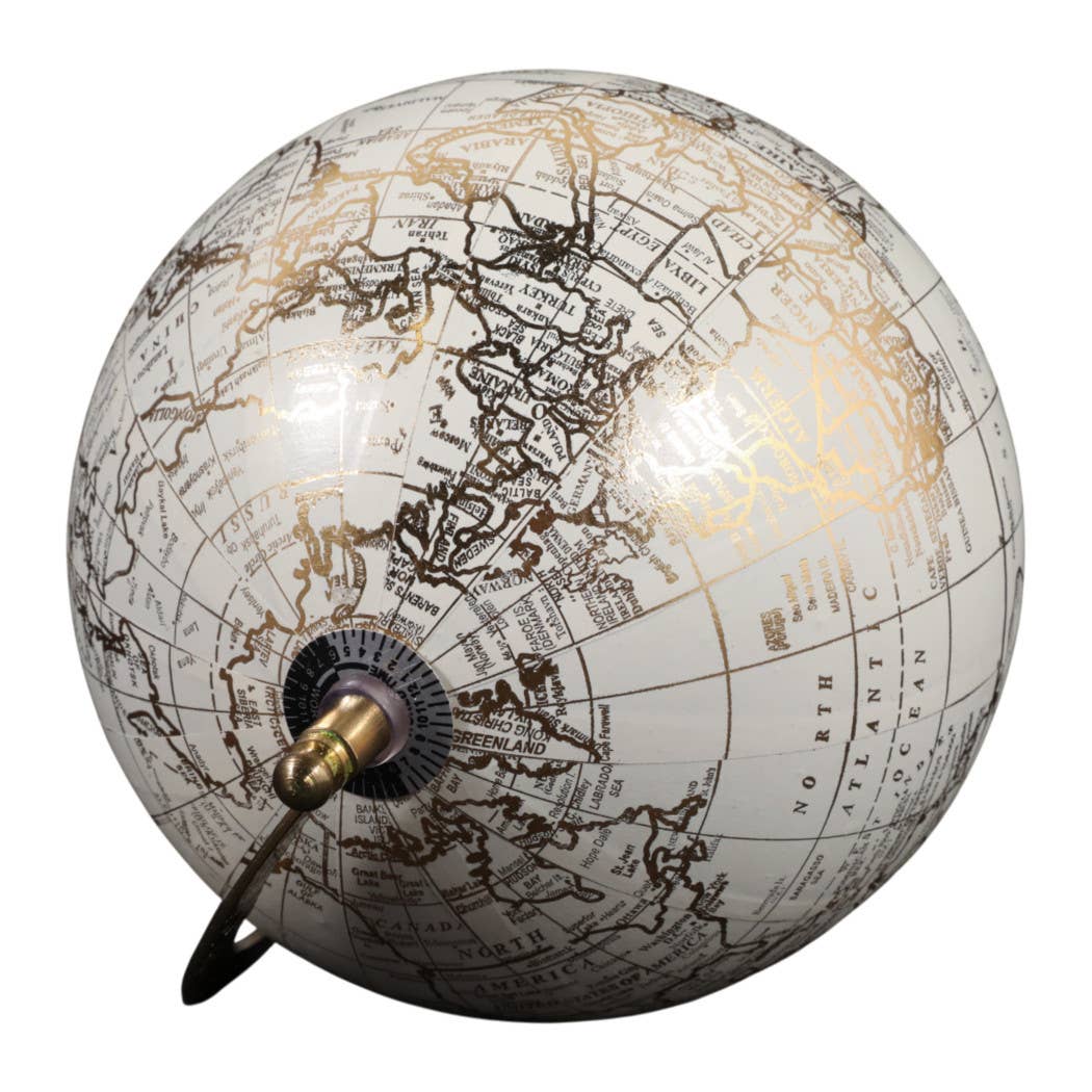 Polyresin Marble Base Globe Sculpture - White, 10 in.