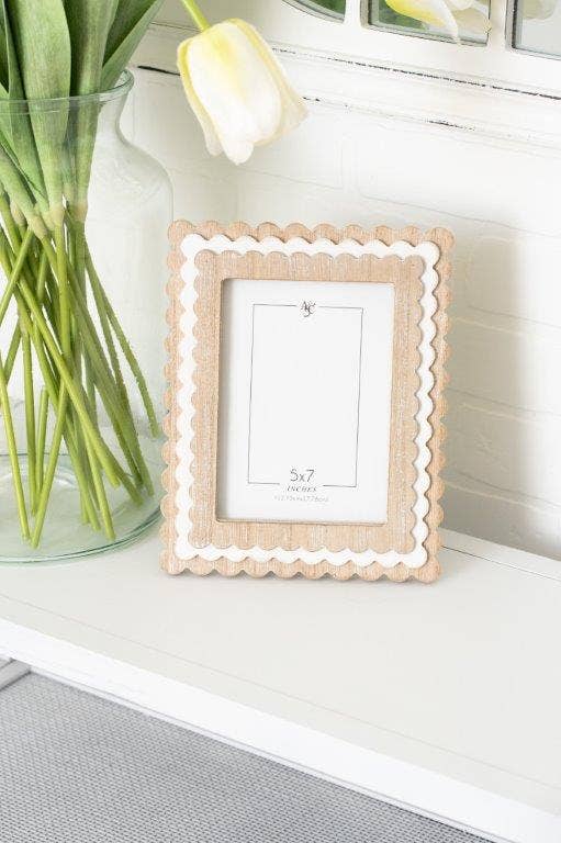 wood photo frame (SCALLOP) ntrl/wh (5x7) pic