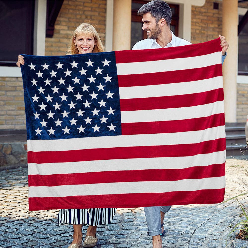 US Flag Patriotic Throw Blanket