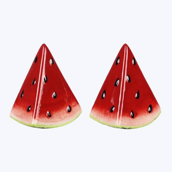 Ceramic Water Melon Salt And Pepper Set Of 2