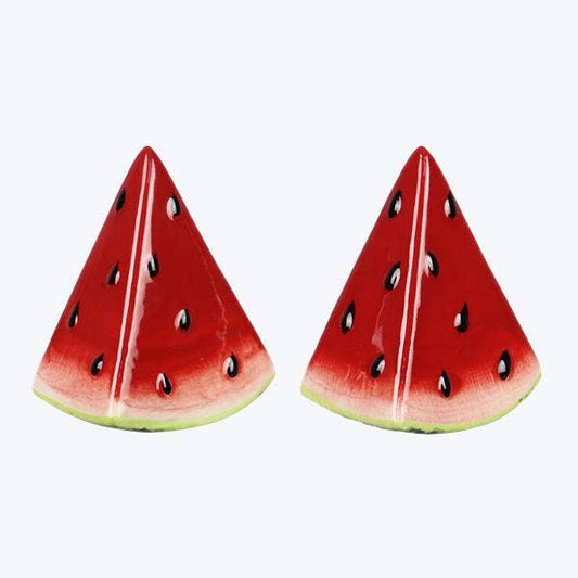 Ceramic Water Melon Salt And Pepper Set Of 2