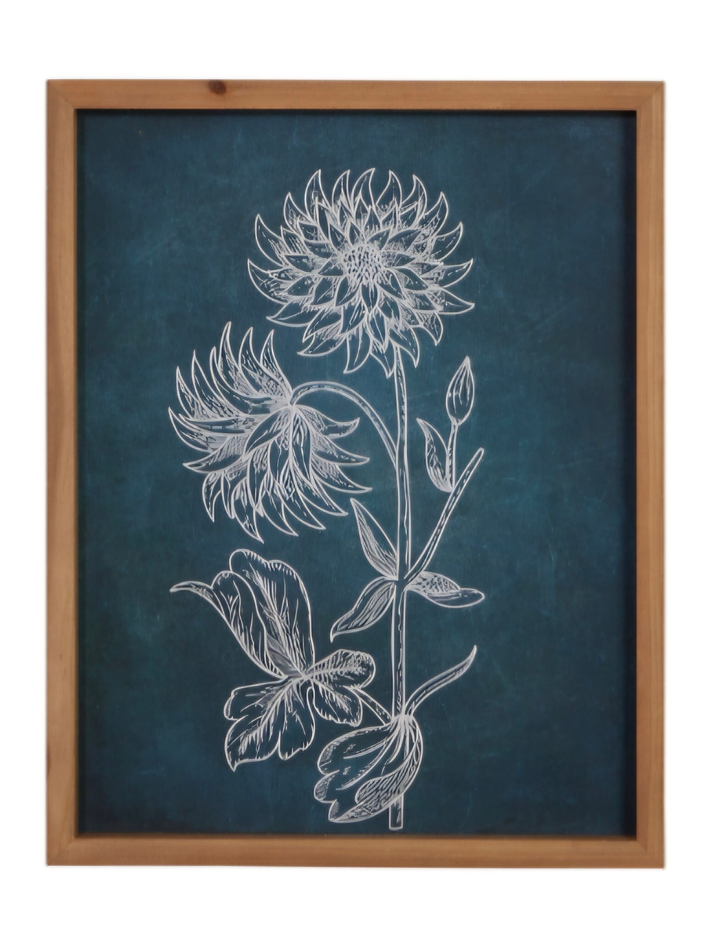 Blue Floral Framed Wall Art