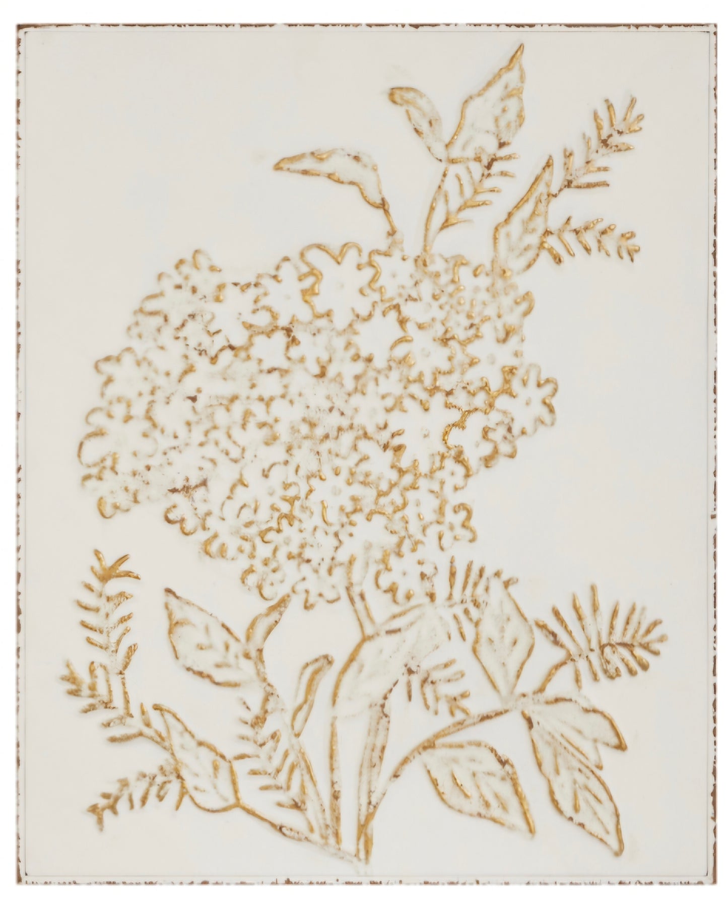 Hydrangea Stem Stamped Metal Wall Art