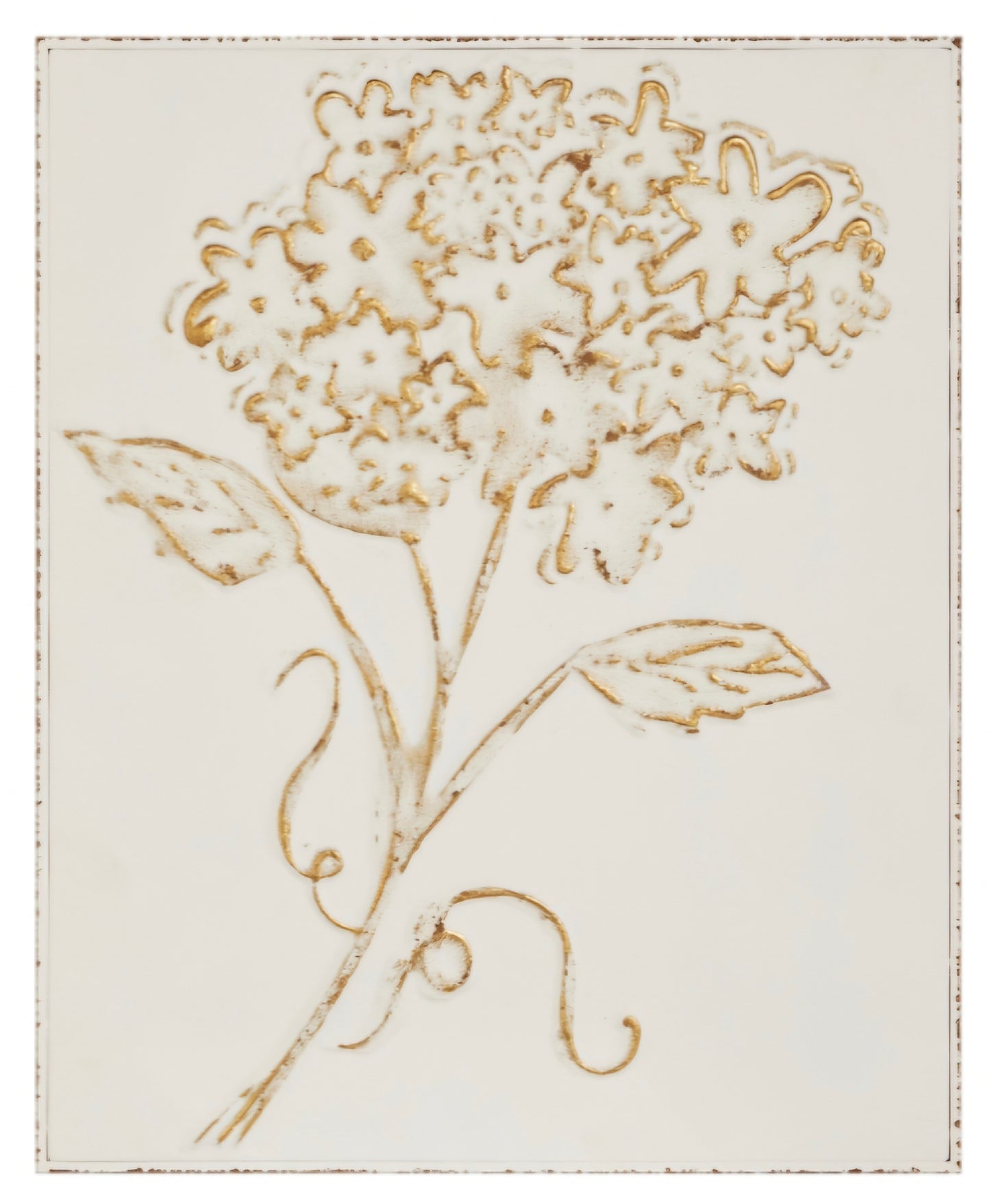 Hydrangea Stem Stamped Metal Wall Art