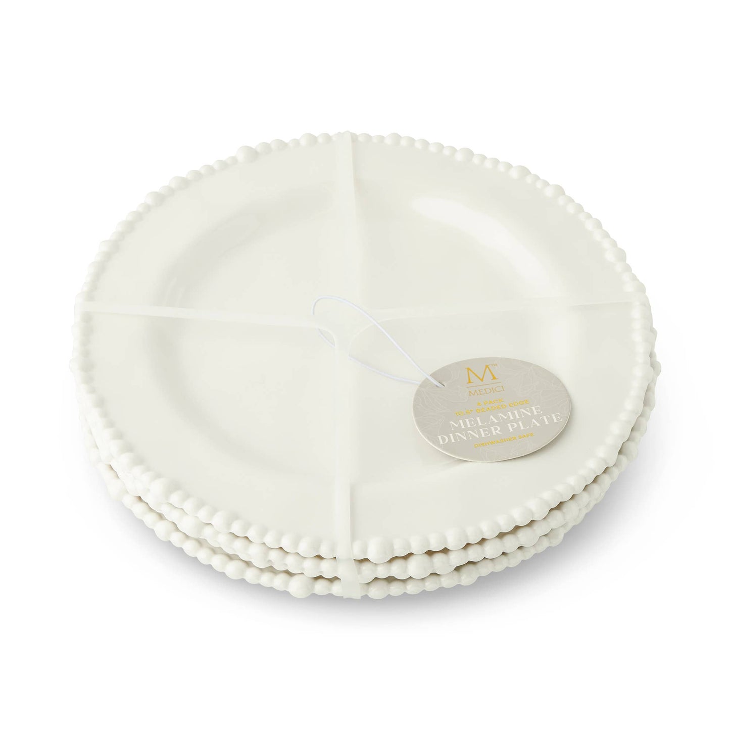 4pk 10.5'' Beaded Edge Dinner Plate - White