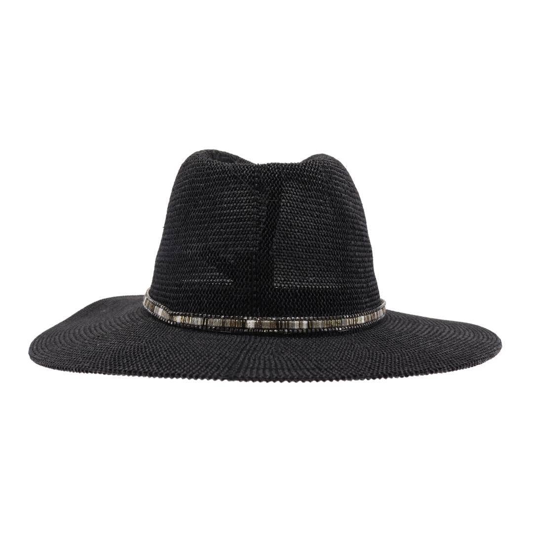 Knit Multi Thread Rhinestone Band Panama Hat KP014: Lt. Grey