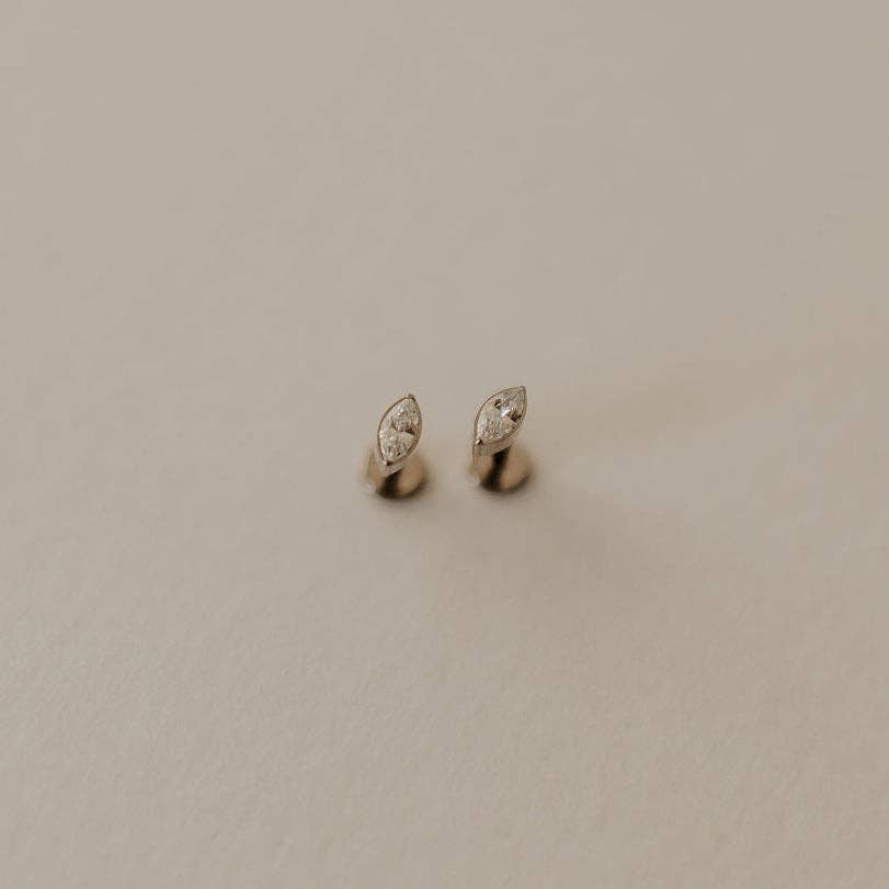 Zoe Marquise Diamond Flat Back Studs