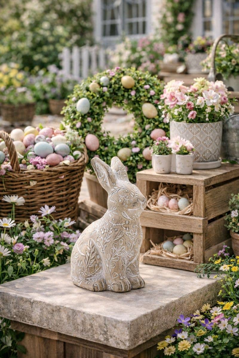 Botanical Etched Bunny Figurine Item #17104