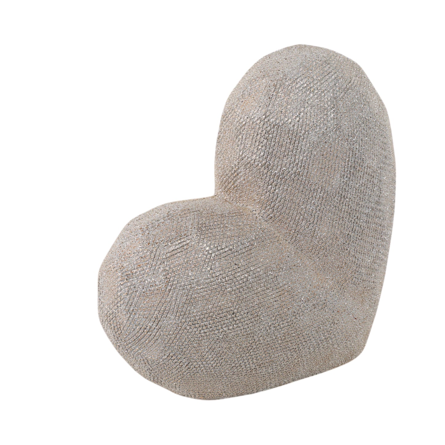 Ceramic Scratched Geometric Heart Sculpture - Gold, 8 in.