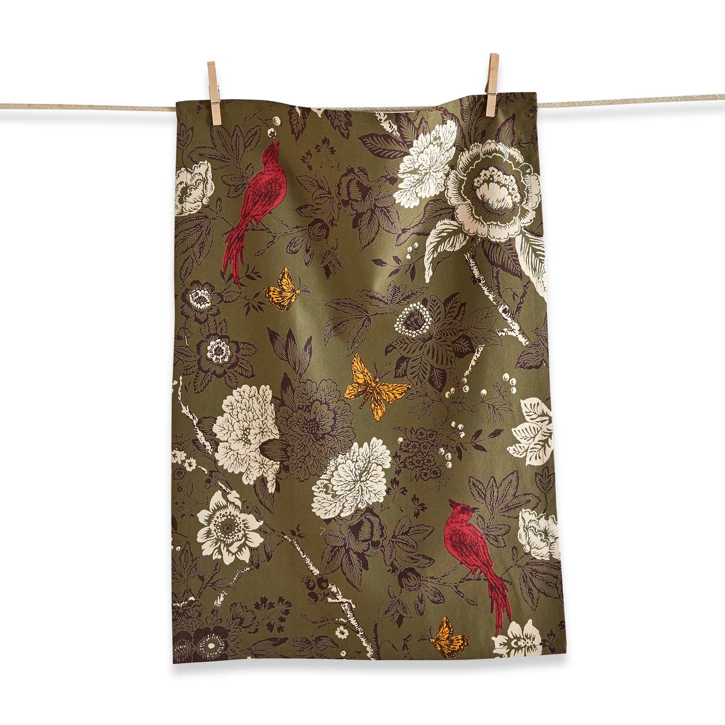 Autumn Toile Dishtowel Green Multi Cotton Fall