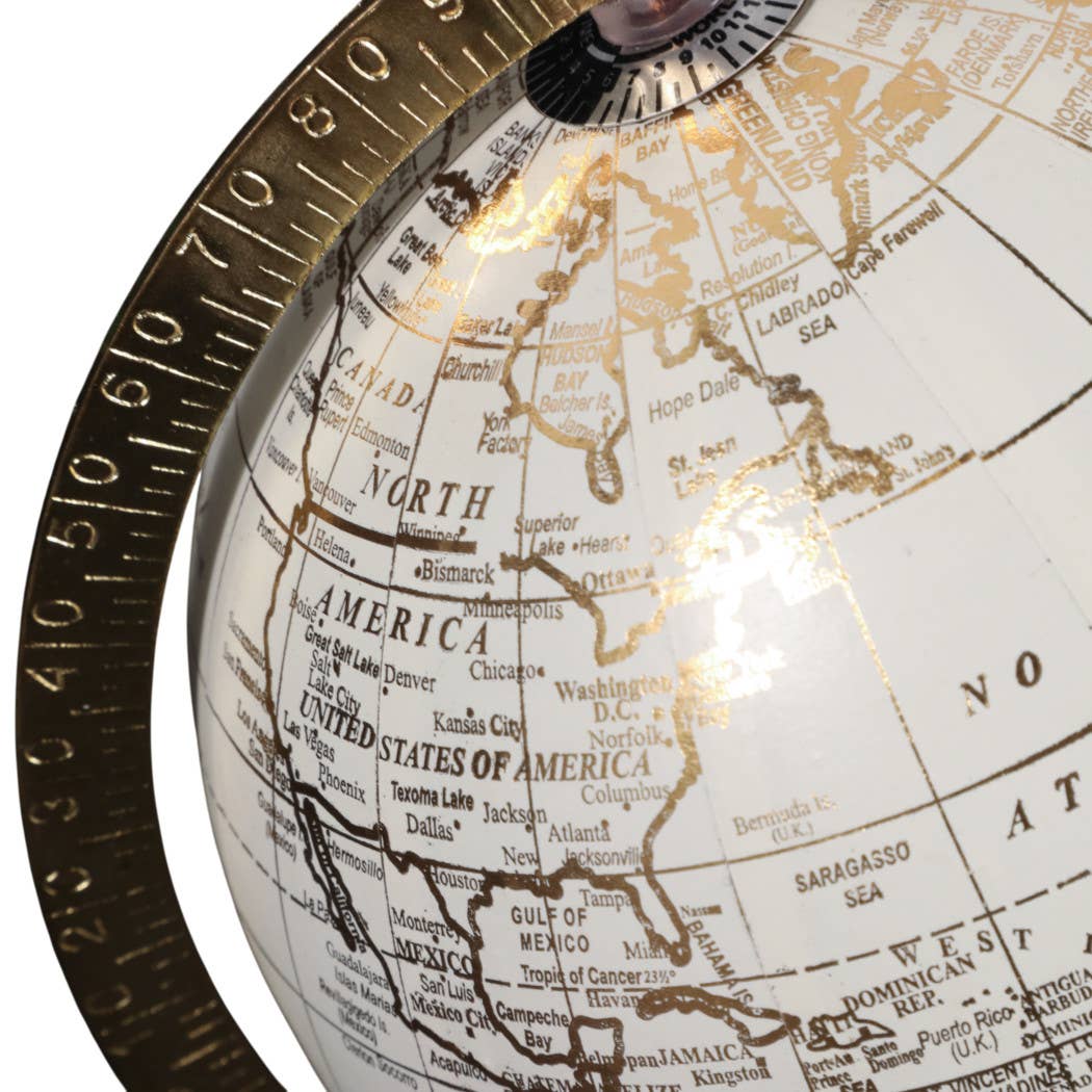 Polyresin Marble Base Globe Sculpture - White, 10 in.