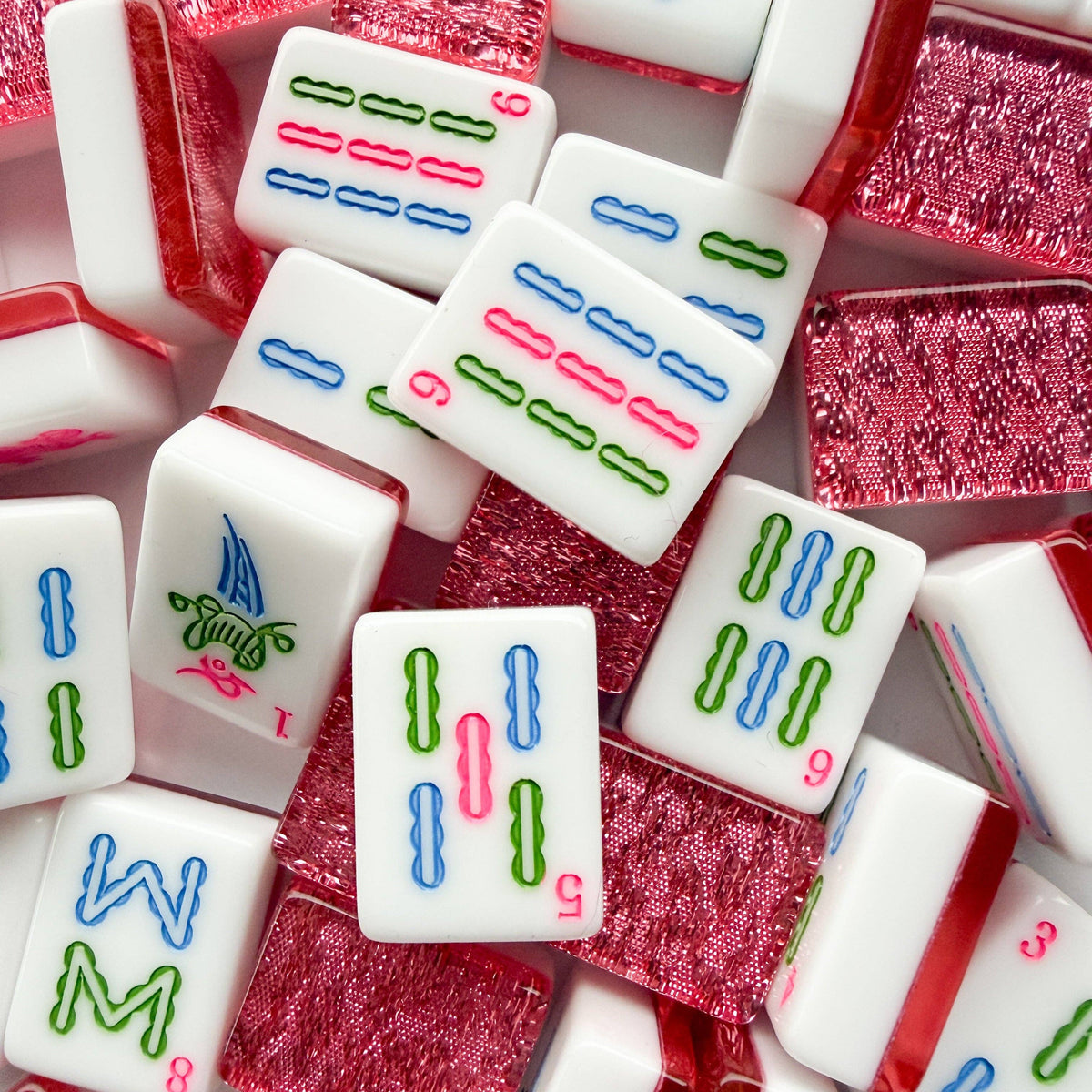 Glitter Sparkle Pink American Mahjong Tile Set – 166 Tiles