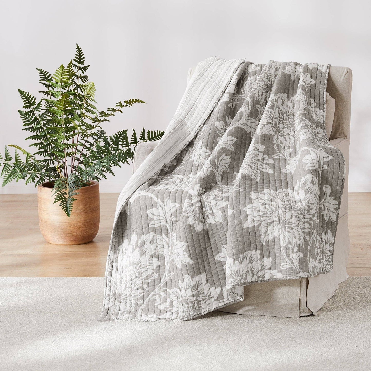 Sanira Taupe Quilted Throw Blanket