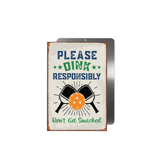 Dink Responsibly Pickleball Metal Sign, Garage Sport Decor