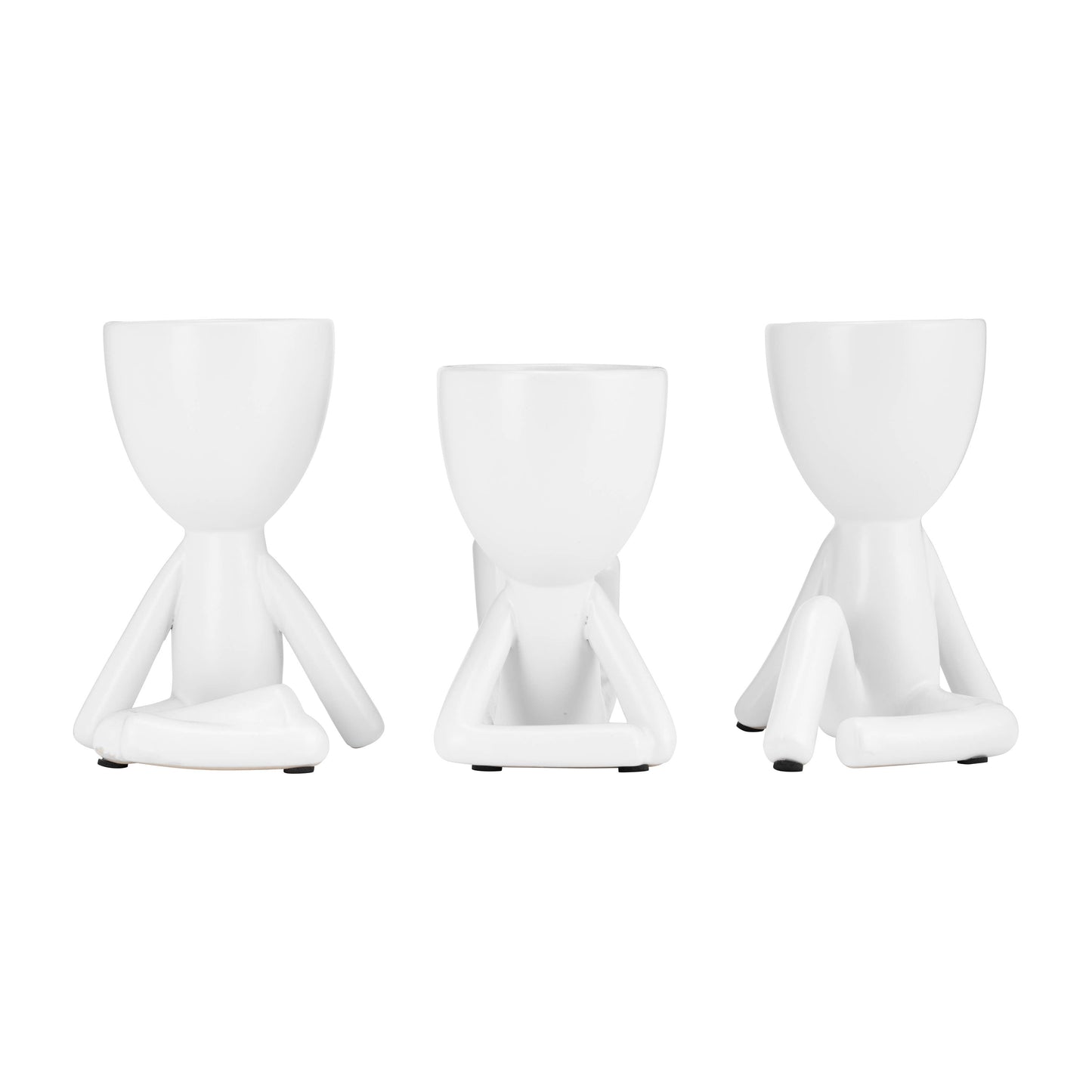 White Ceramic Sitting Human Figure, 6 in. 1pc Random