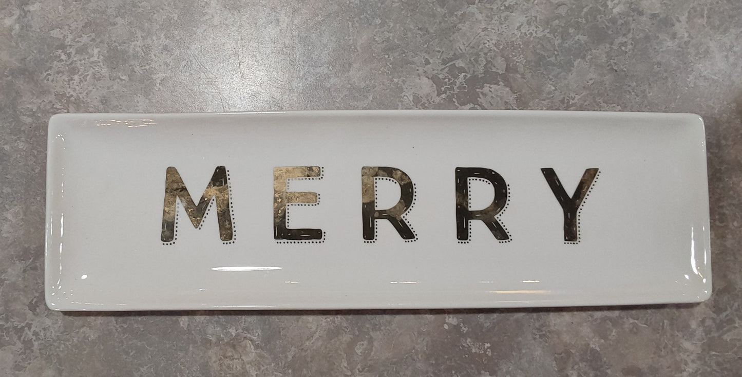 Holiday Word Stone Plate Assorted