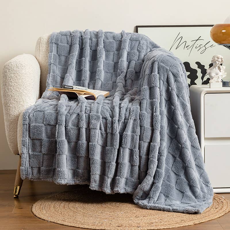 Cozy Checkerboard Textured Throw Blanket