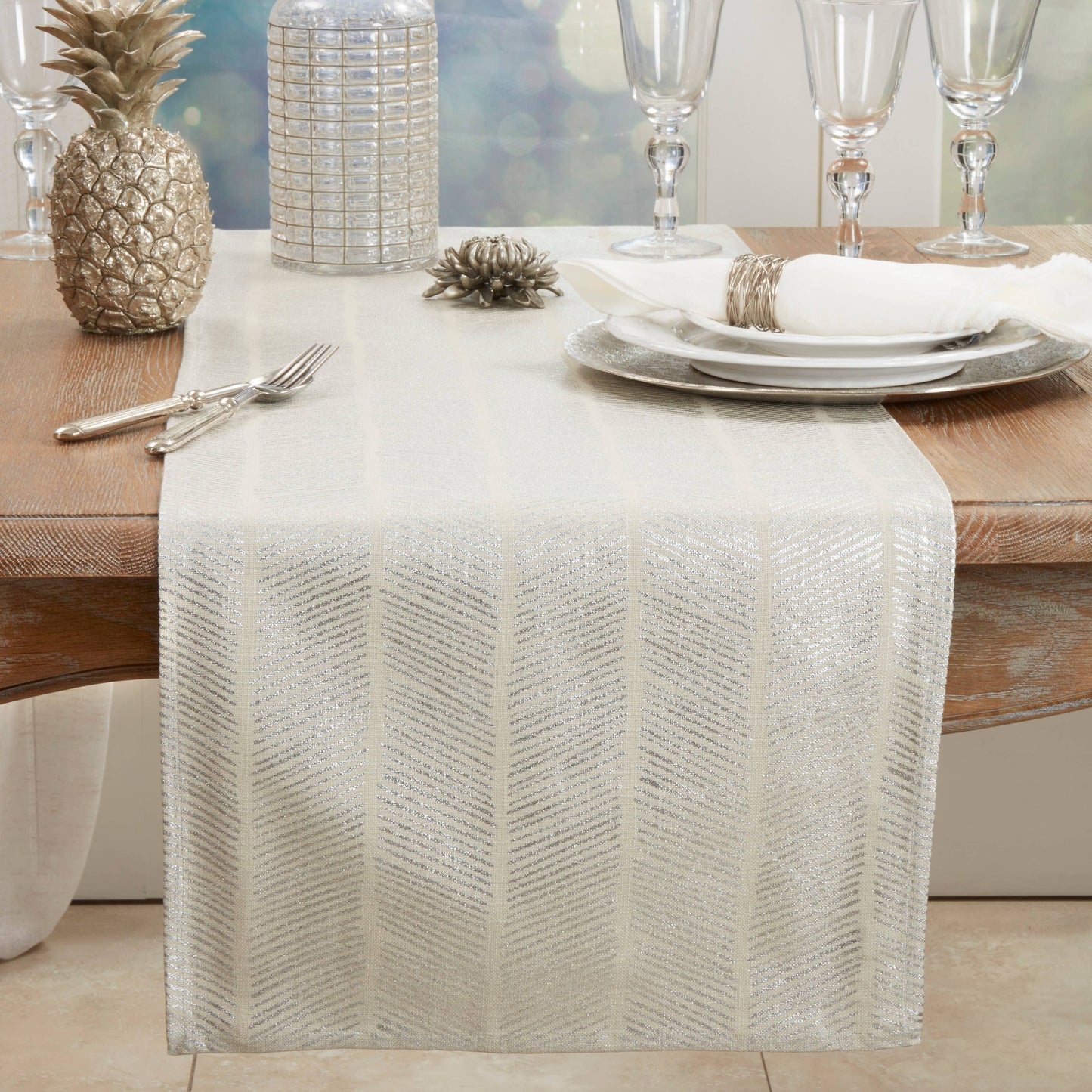 Metallic Herringbone Design Runner