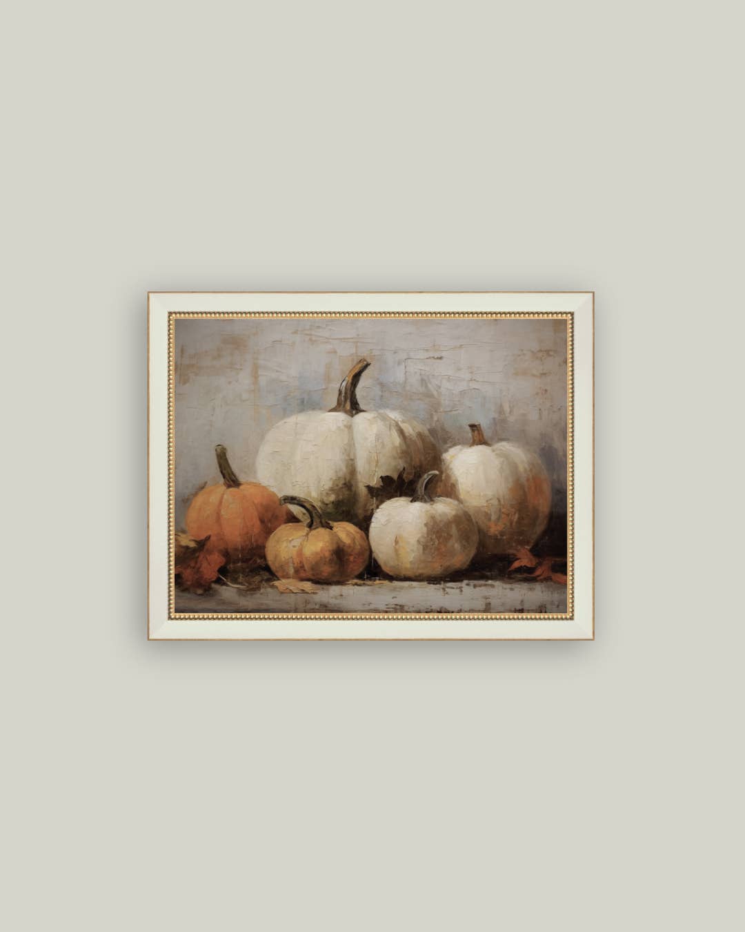 Vintage Pumpkins Framed Antique Art