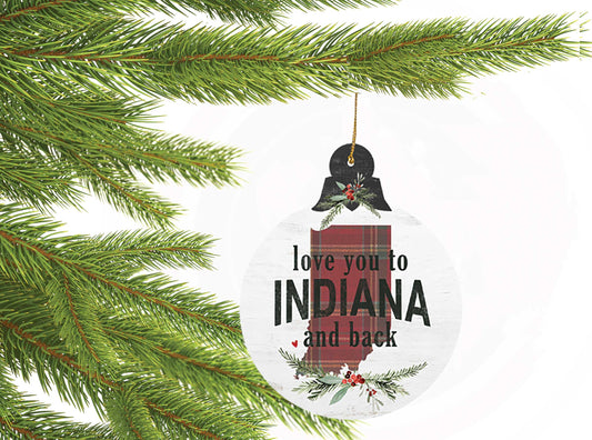 Love You to Indiana and Back Christmas Tree Ornament