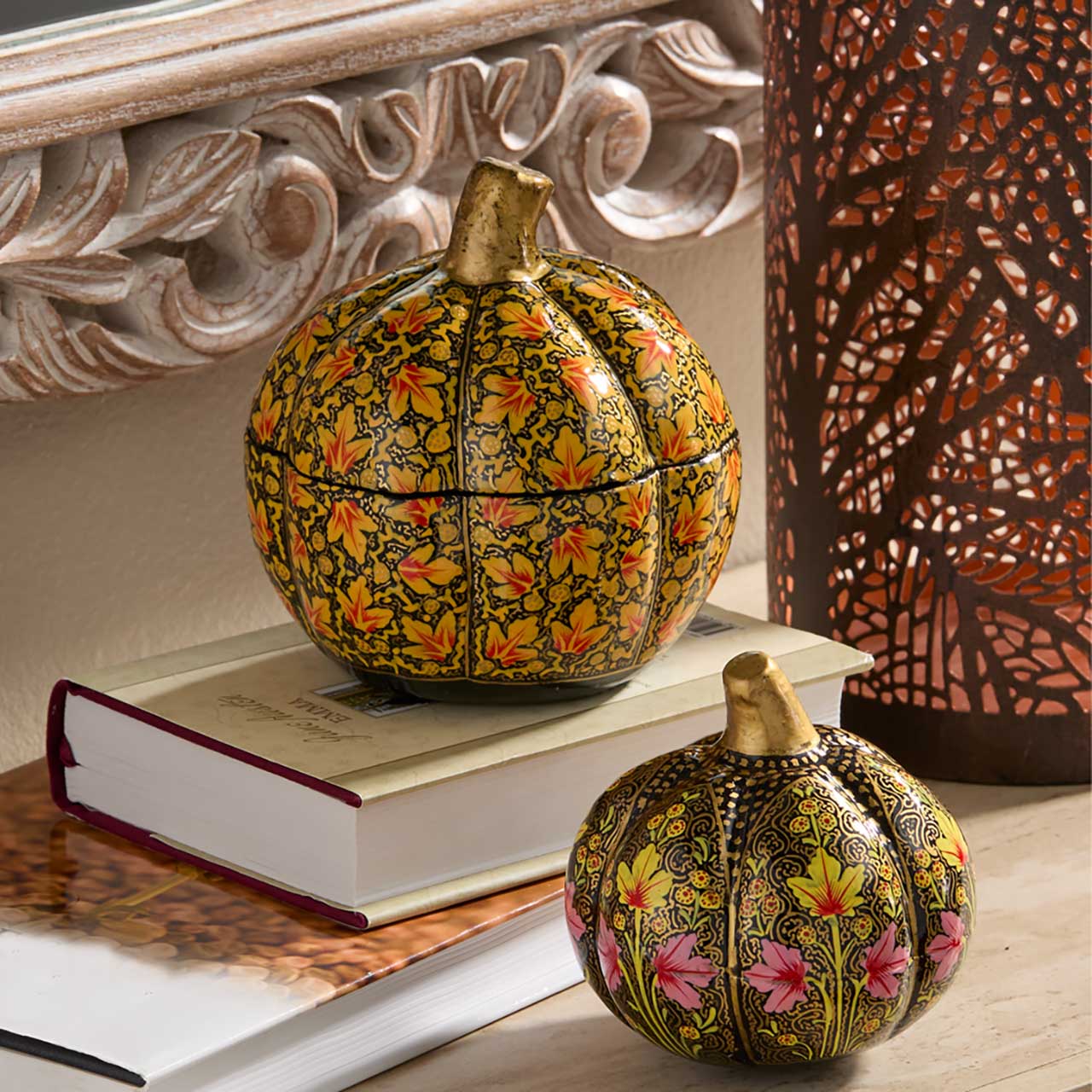 Golden Foliage Fall Pumpkin Trinket Box