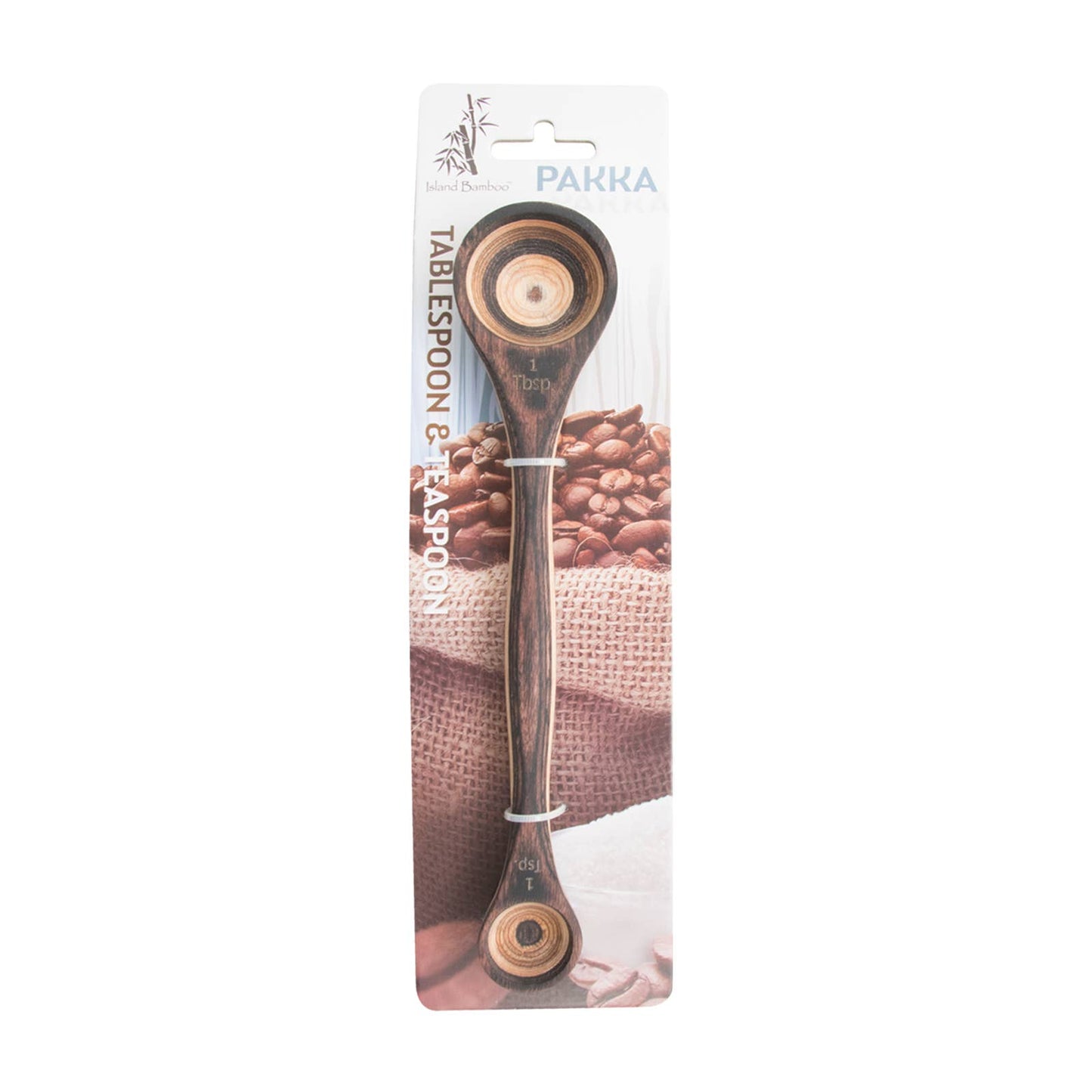 9" Natural Pakka Double Measuring Spoon - Carded