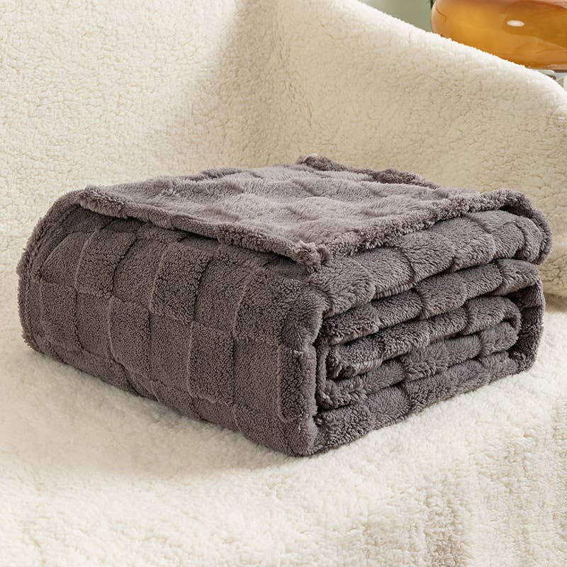 Cozy Checkerboard Textured Throw Blanket