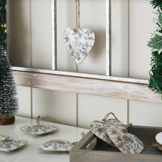 Cottage Neutral Floral Metal Ornament  - 4 inch