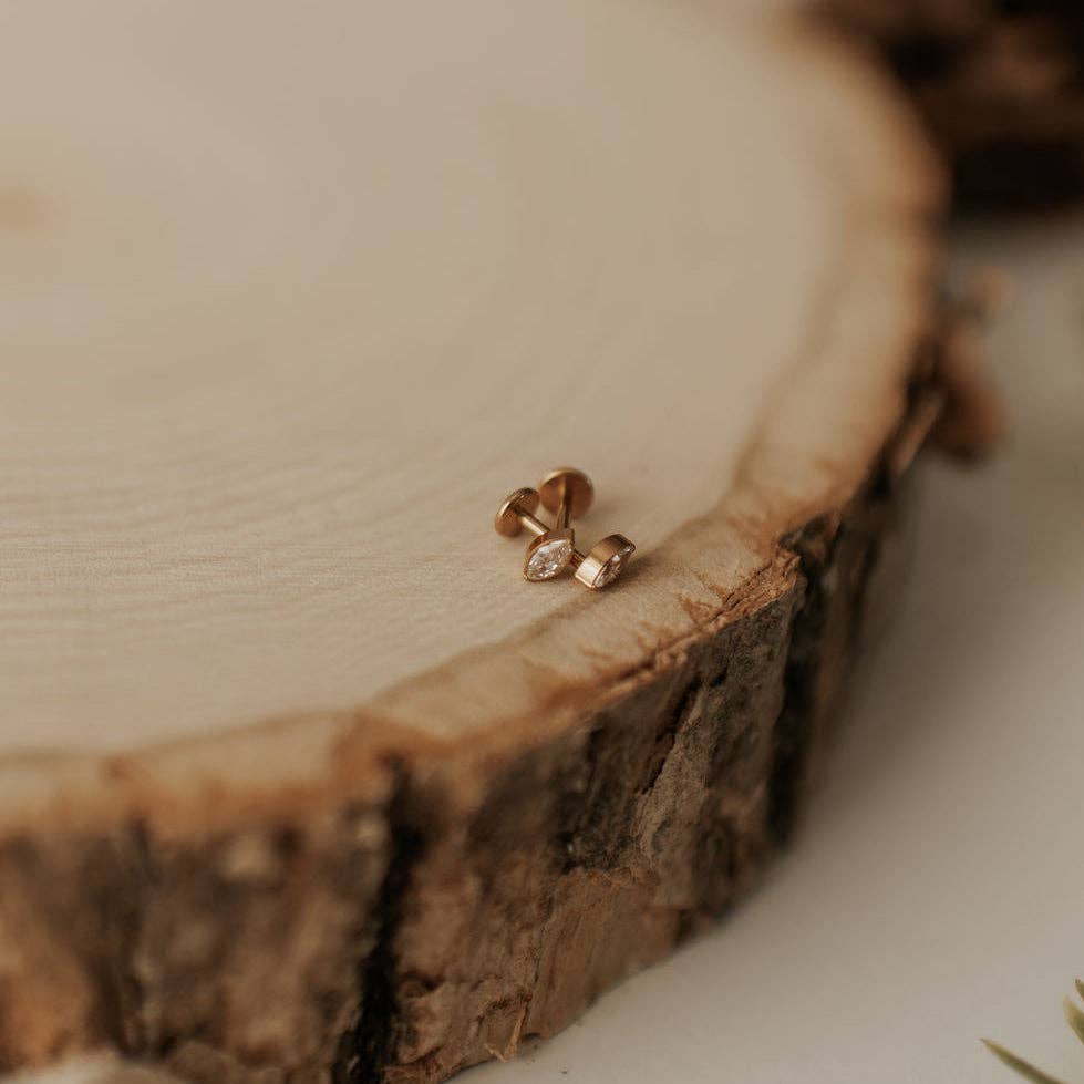 Zoe Marquise Diamond Flat Back Studs