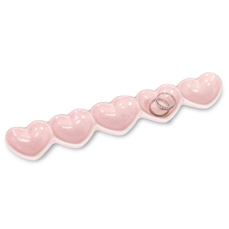 5 HeartsTray-Pink-9"L