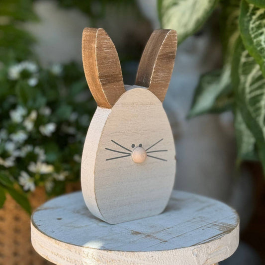White/Wood Egg Bunny