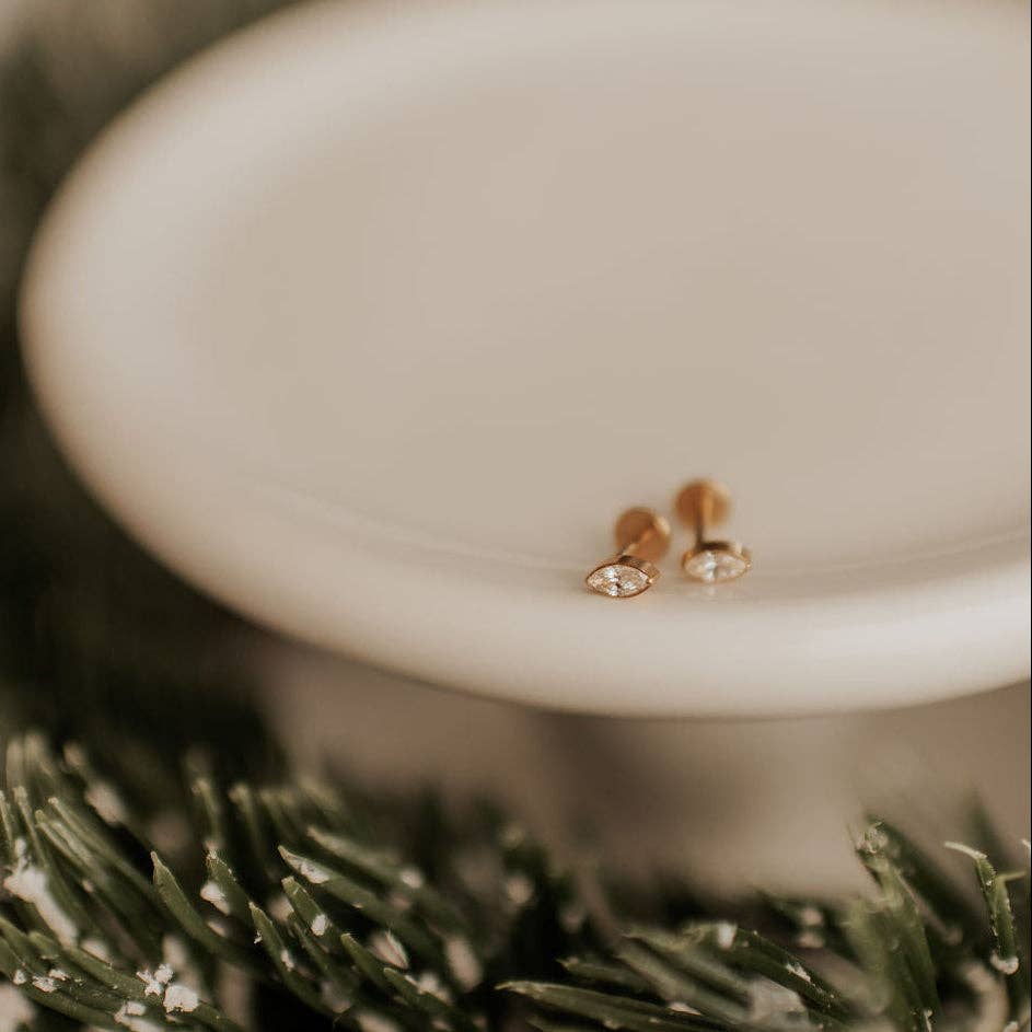 Zoe Marquise Diamond Flat Back Studs