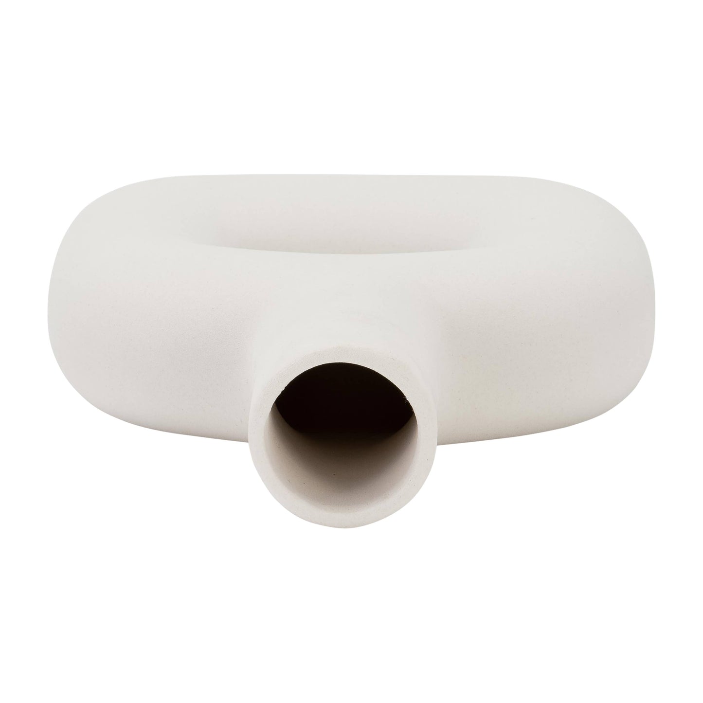Ceramic Modern Geometric Open Cut Vase - White, 8 in.