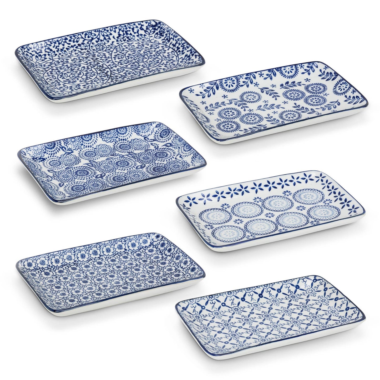 Blu/Wht Lg Rect Plate-6Asst-4X7"  1 Pcs Random
