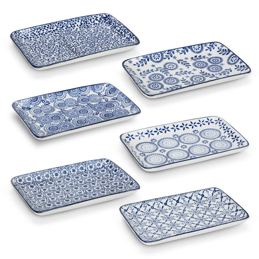 Blu/Wht Lg Rect Plate-6Asst-4X7"  1 Pcs Random