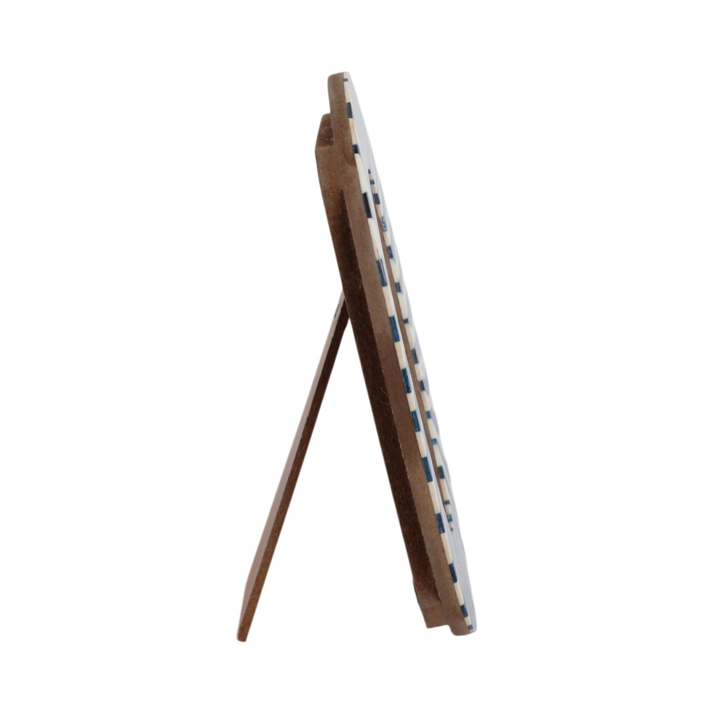 4 in. x 6 in. Blue/White Wood with Inlay Pieces Photo Frame