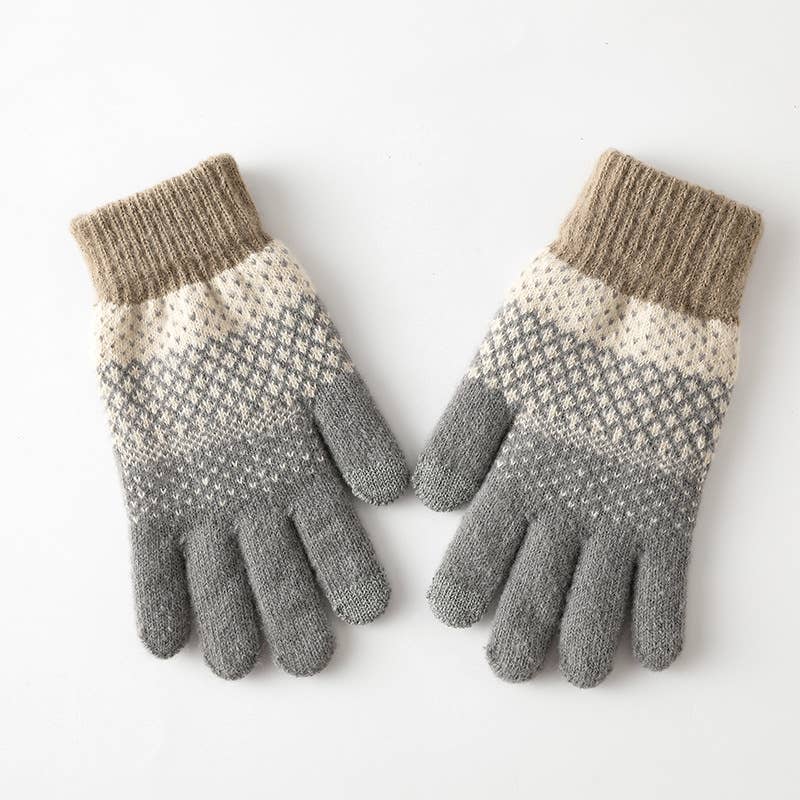 Touchscreen Jacquard Knit Gloves